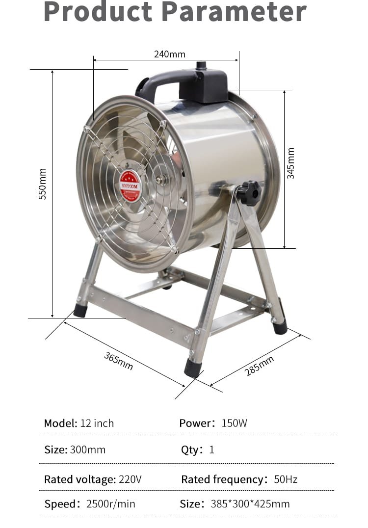Stainless steel explosion-proof portable fan (1)